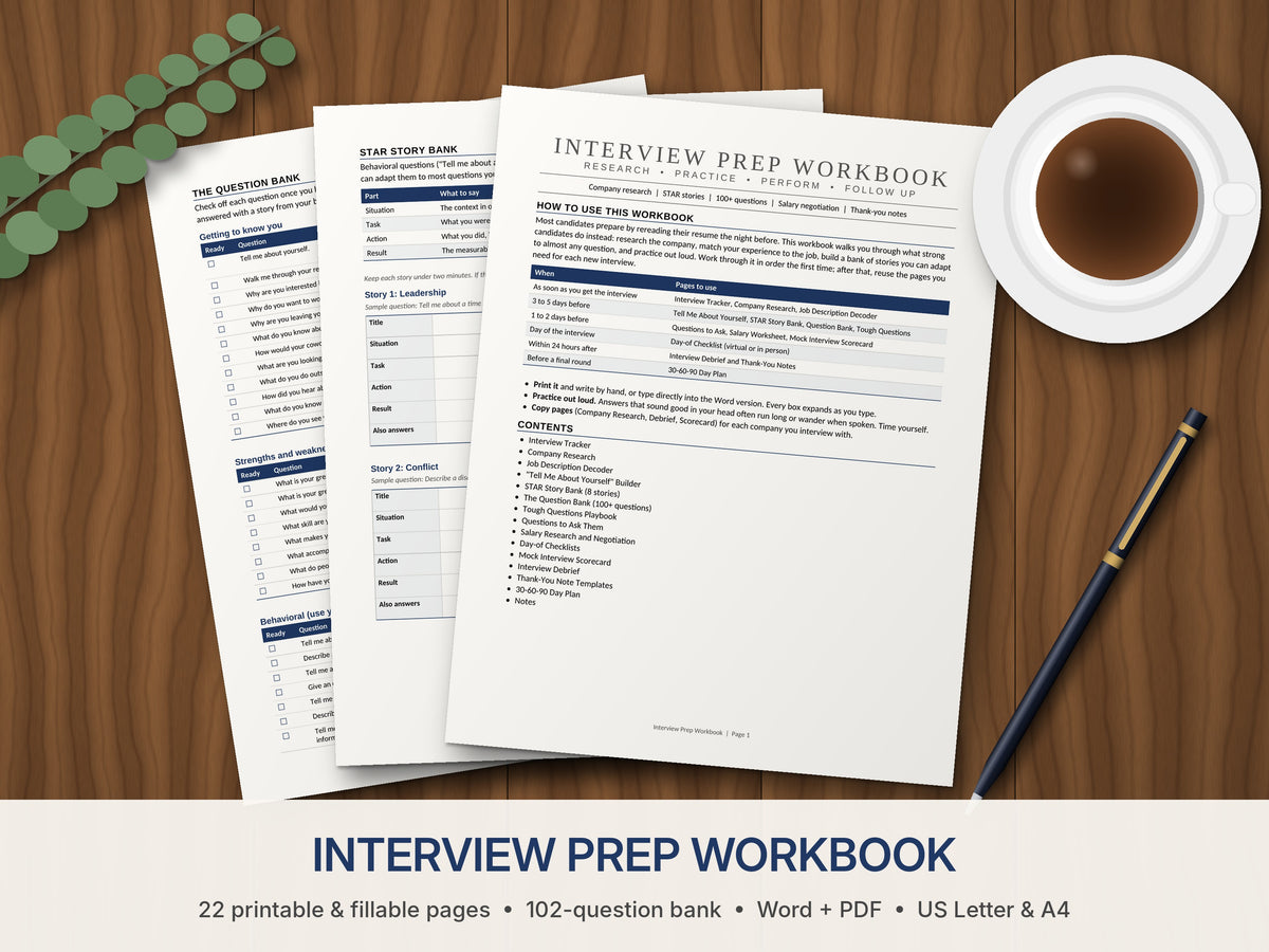 Interview Prep Workbook Printable