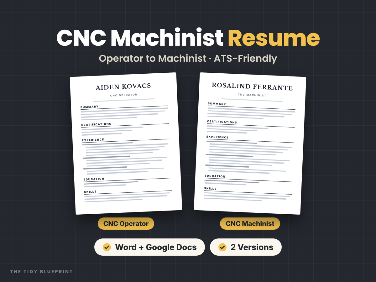 CNC Machinist Resume Template