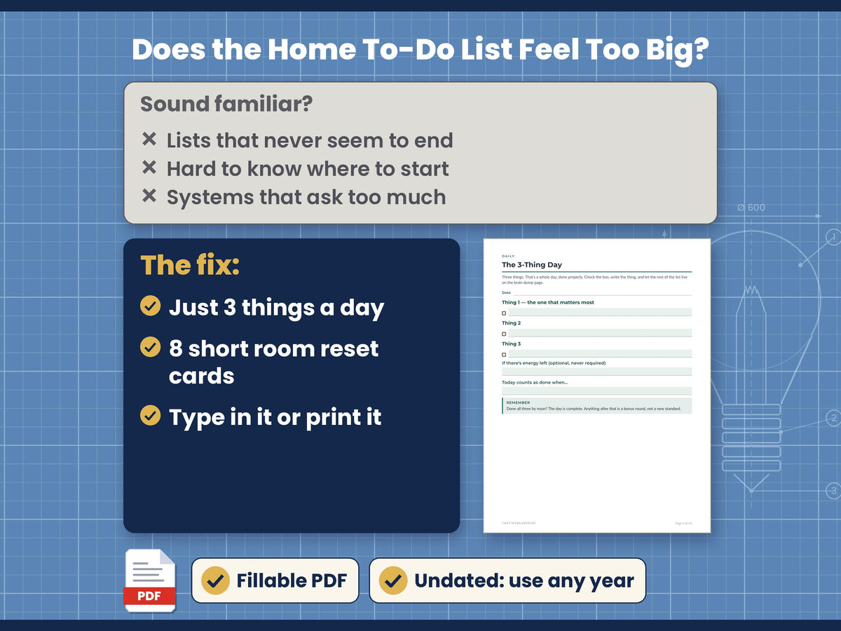 ADHD Cleaning Planner for Adults – Room Reset Checklists, Low Energy Chore System, PDF