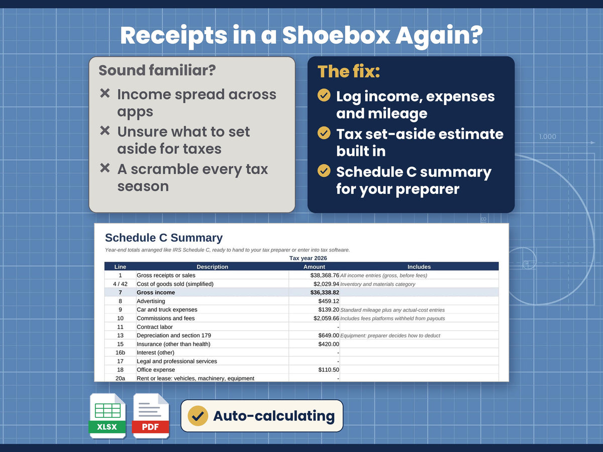 Side Hustle Bookkeeping Spreadsheet – Income, Expenses and Mileage for Excel and Google Sheets