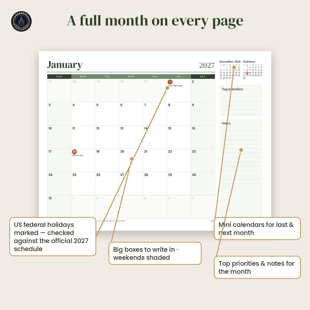 2027 Printable Calendar with Home and Car Maintenance Pages – Letter and A4