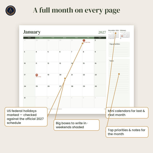 2027 Printable Calendar with Home and Car Maintenance Pages – Letter and A4