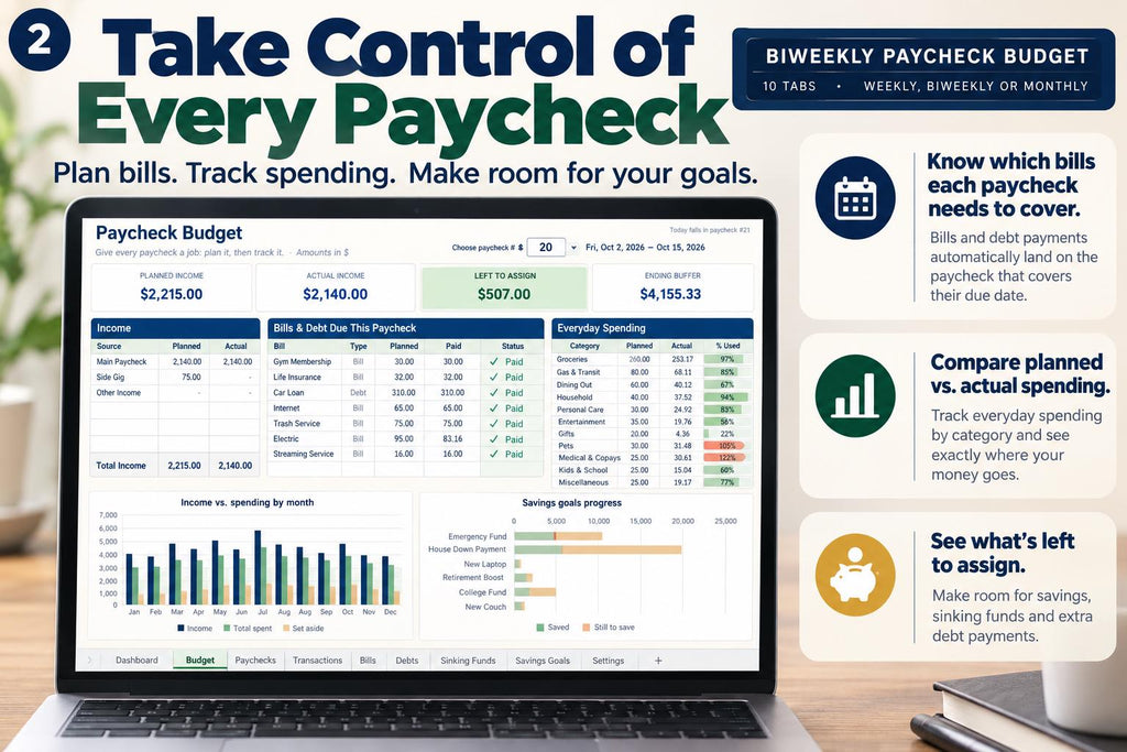 Budget and Debt Payoff Spreadsheet Bundle for Excel and Google Sheets