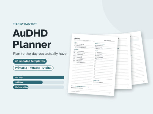 AuDHD Planner for Adults – Undated ADHD and Autism Printable, Fillable, Digital PDF