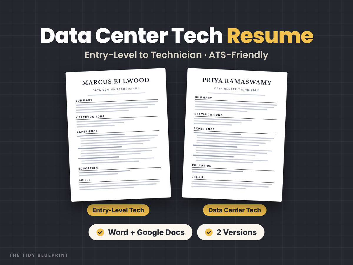 Data Center Technician Resume Template