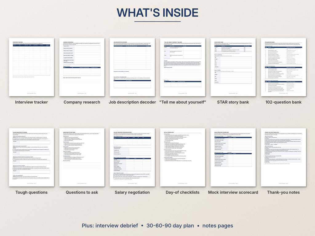 Interview Prep Workbook Printable