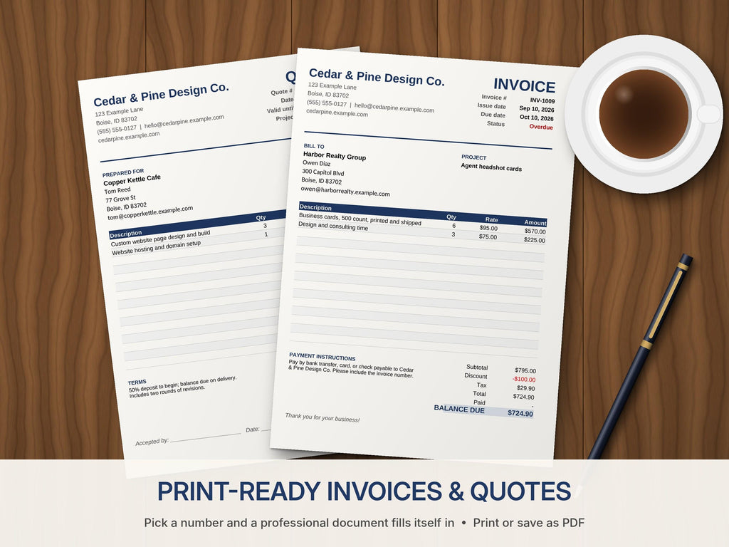 Invoice Tracker and Quote Templates for Excel and Google Sheets – Payments and Overdue Balances