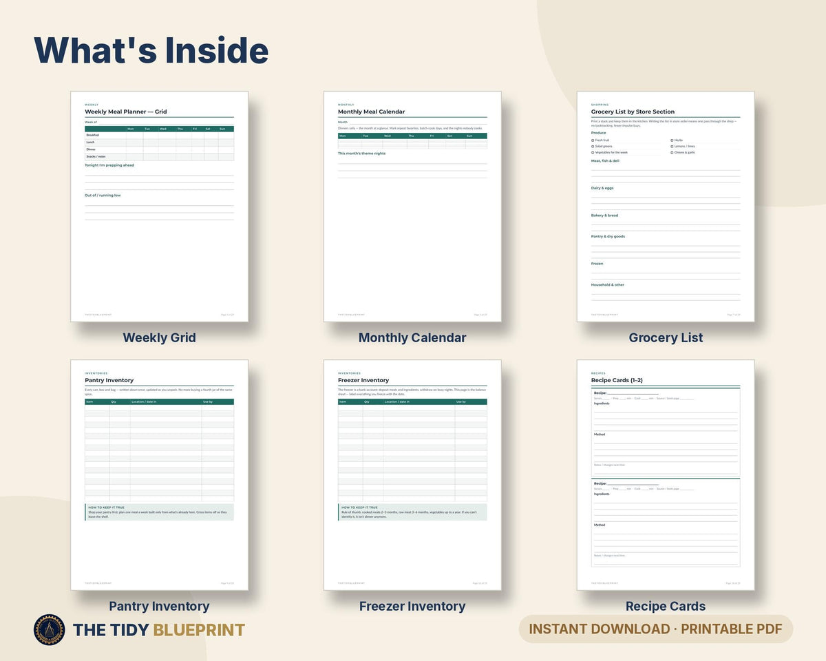 Meal Planning & Kitchen Binder
