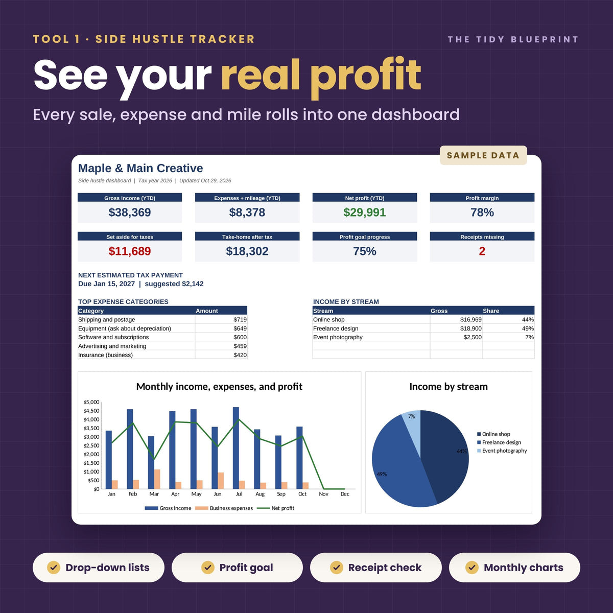 Small Business Spreadsheet Bundle – Bookkeeping, Invoices and Projects for Excel and Google Sheets