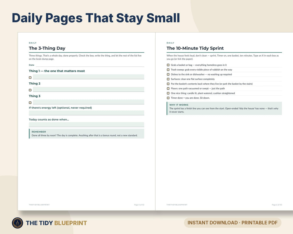 ADHD Cleaning Planner for Adults – Room Reset Checklists, Low Energy Chore System, PDF