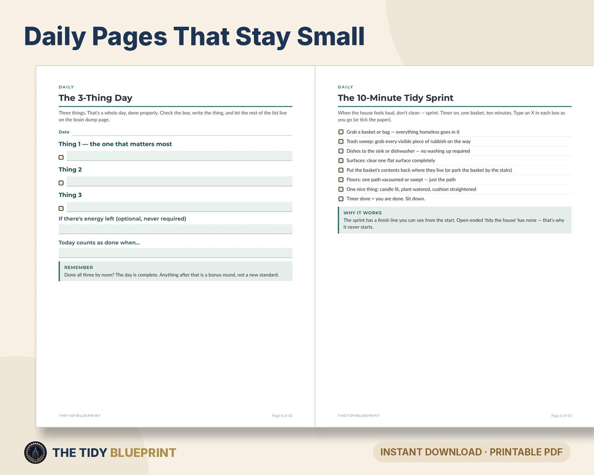 ADHD Cleaning Planner for Adults – Room Reset Checklists, Low Energy Chore System, PDF