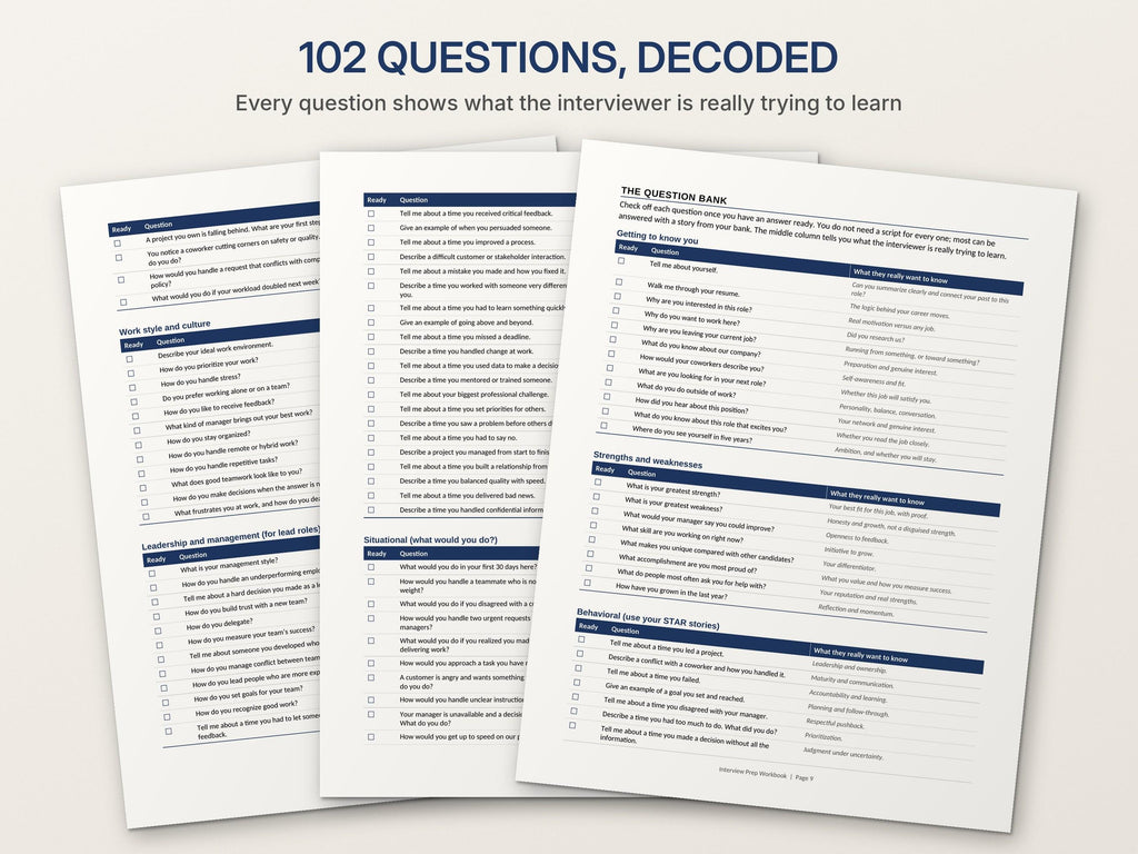 Interview Prep Workbook Printable