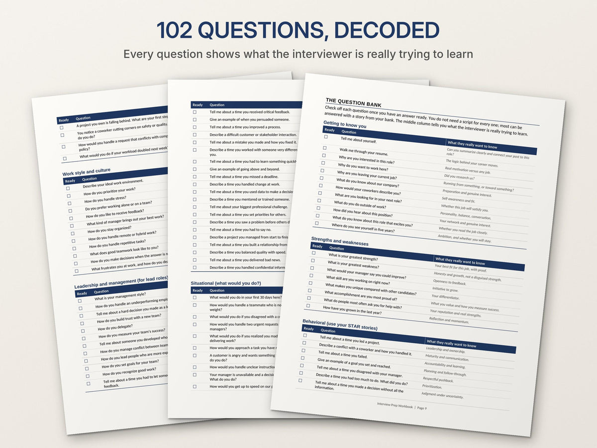 Interview Prep Workbook Printable