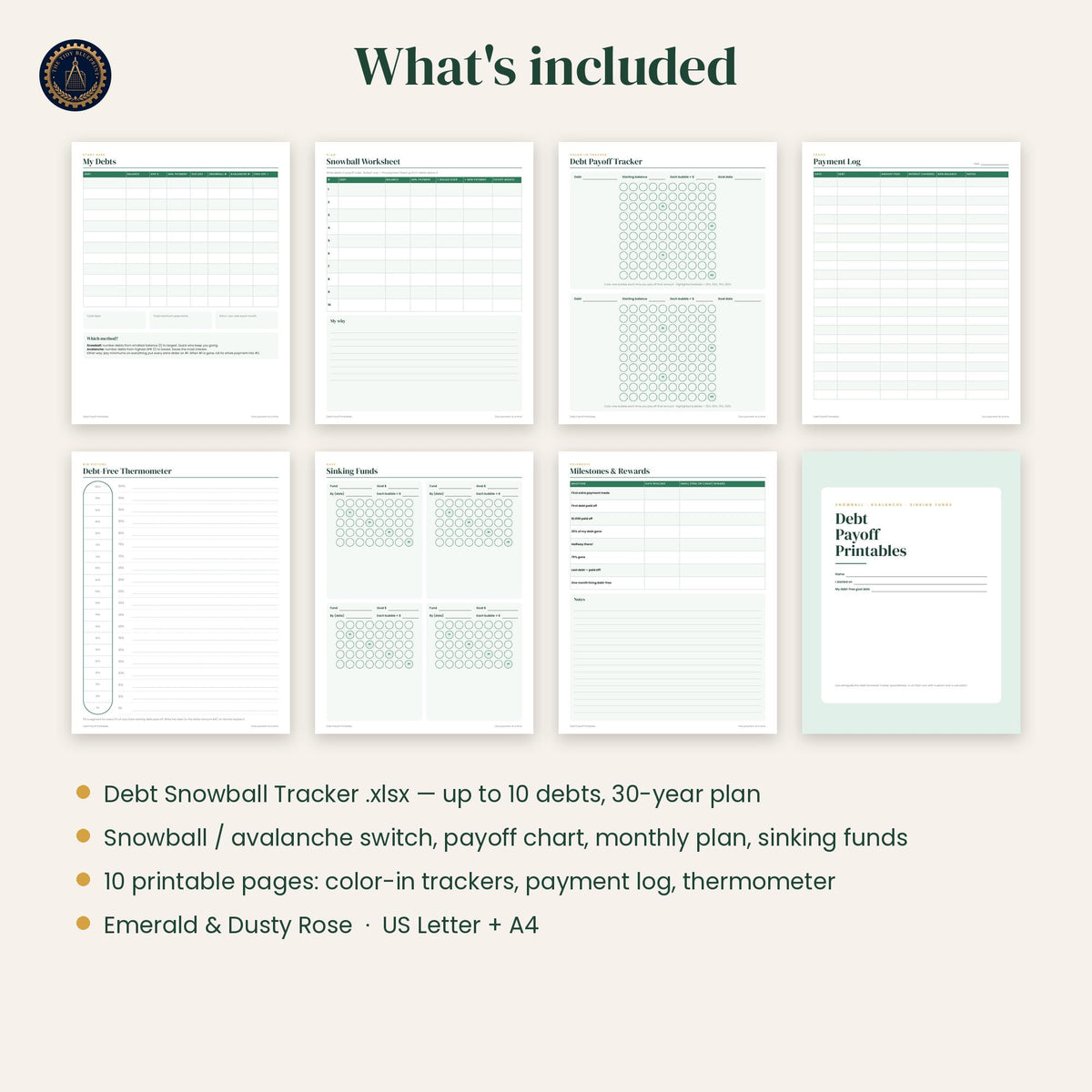 Debt Snowball Spreadsheet and Printable Trackers – 10 Debts, Excel and Google Sheets