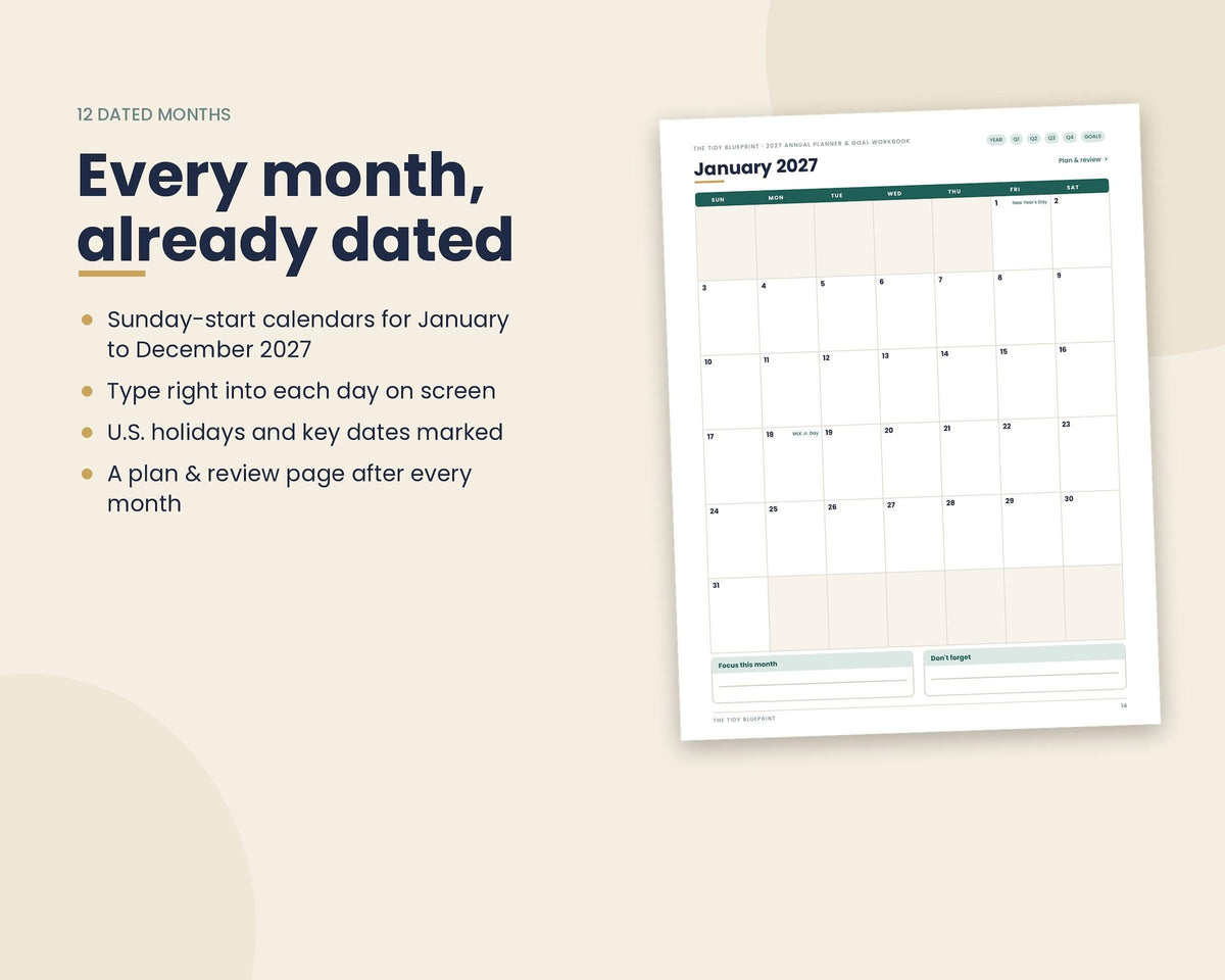2027 Annual Planner & Goal Workbook