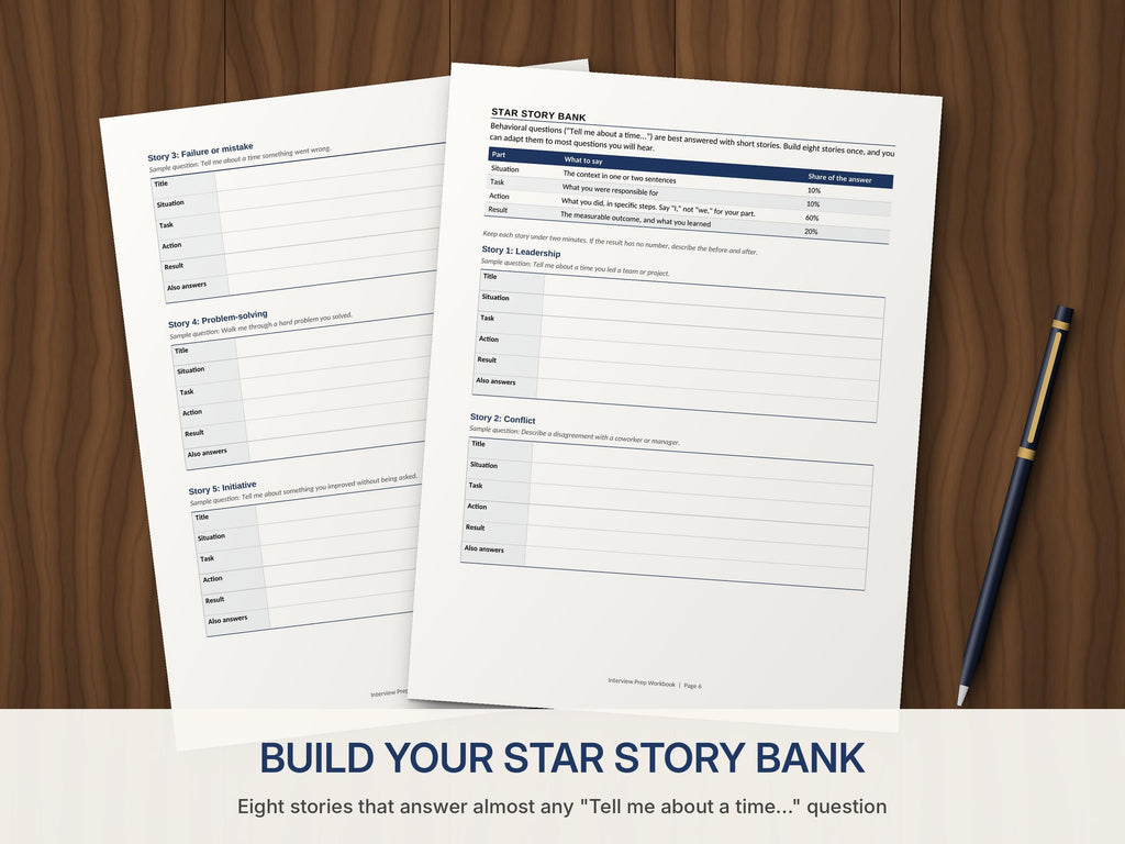 Interview Prep Workbook Printable