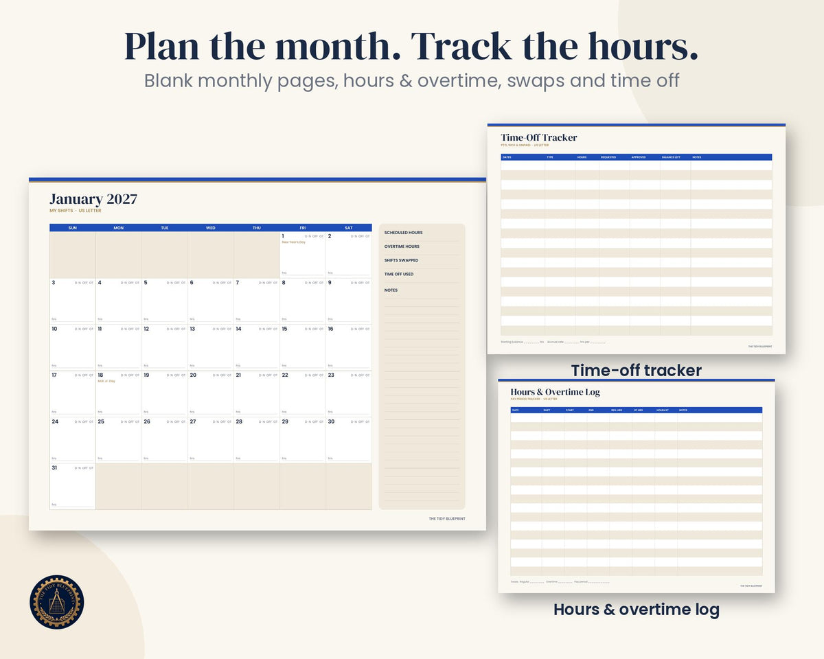 2027 Shift Work Calendar-Printable Crew Schedules and Excel/Google Sheets Generator