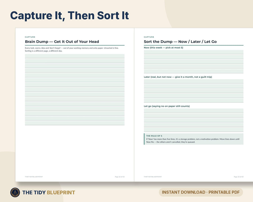 ADHD Cleaning Planner for Adults – Room Reset Checklists, Low Energy Chore System, PDF