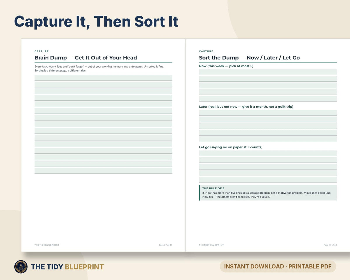 ADHD Cleaning Planner for Adults – Room Reset Checklists, Low Energy Chore System, PDF