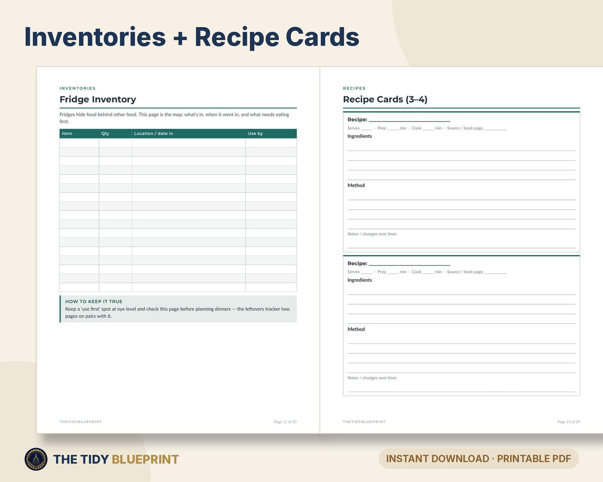 Meal Planning & Kitchen Binder