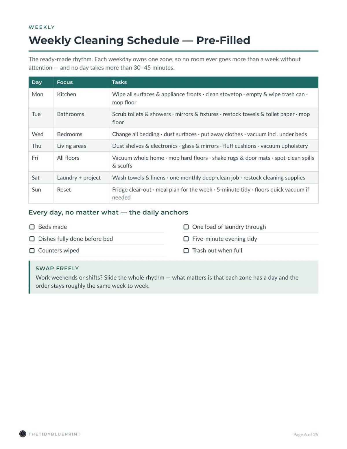 Cleaning Schedule System
