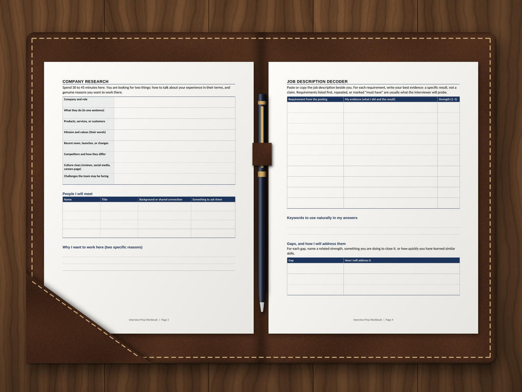 Interview Prep Workbook Printable