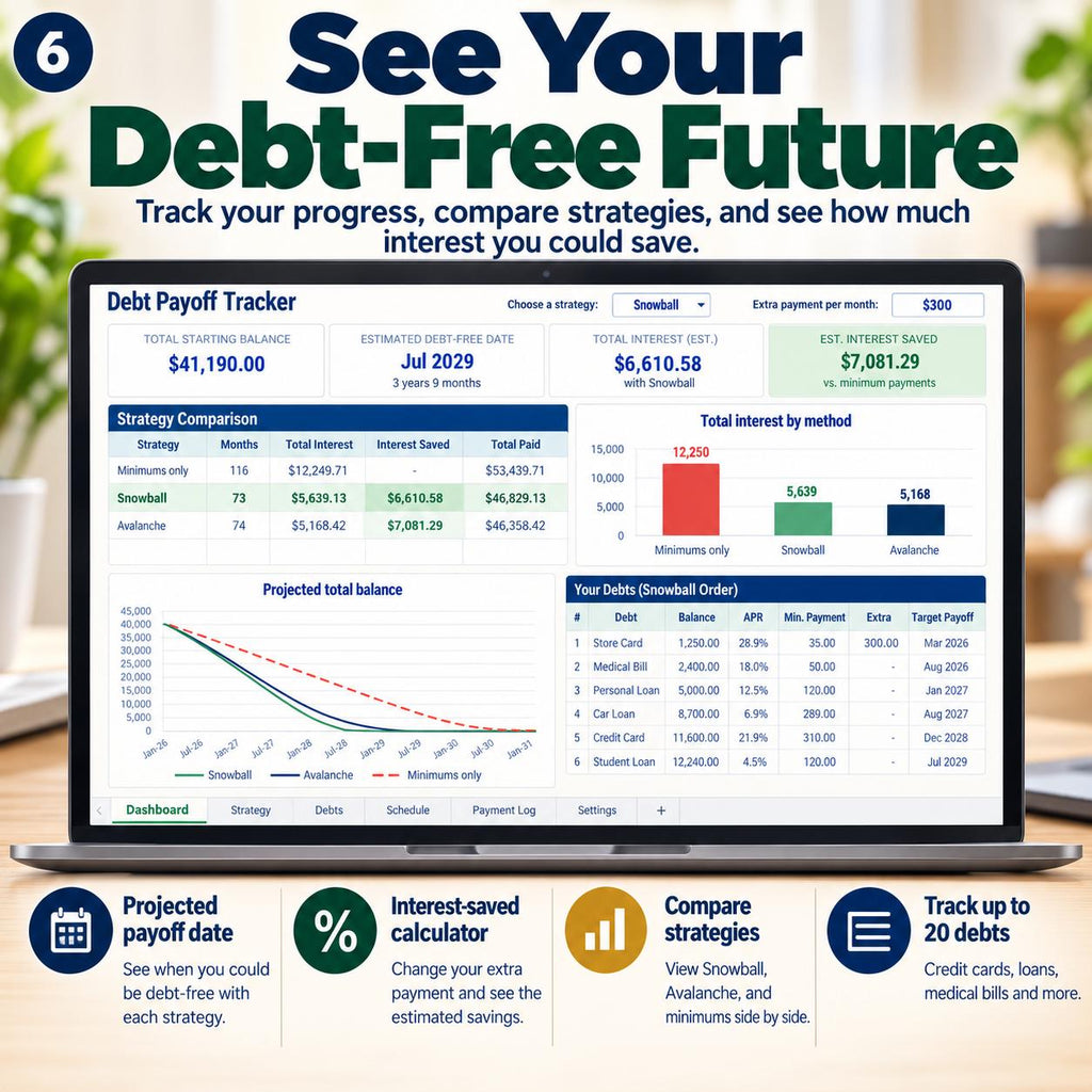 Budget and Debt Payoff Spreadsheet Bundle for Excel and Google Sheets