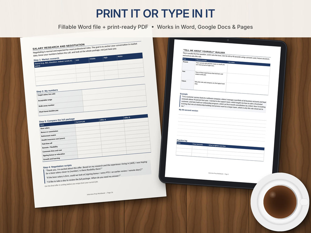Interview Prep Workbook Printable