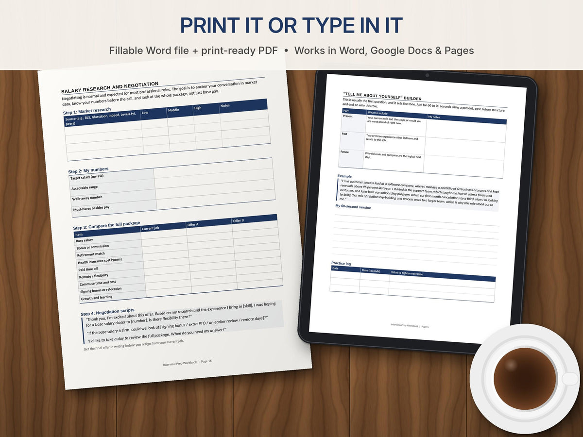 Interview Prep Workbook Printable