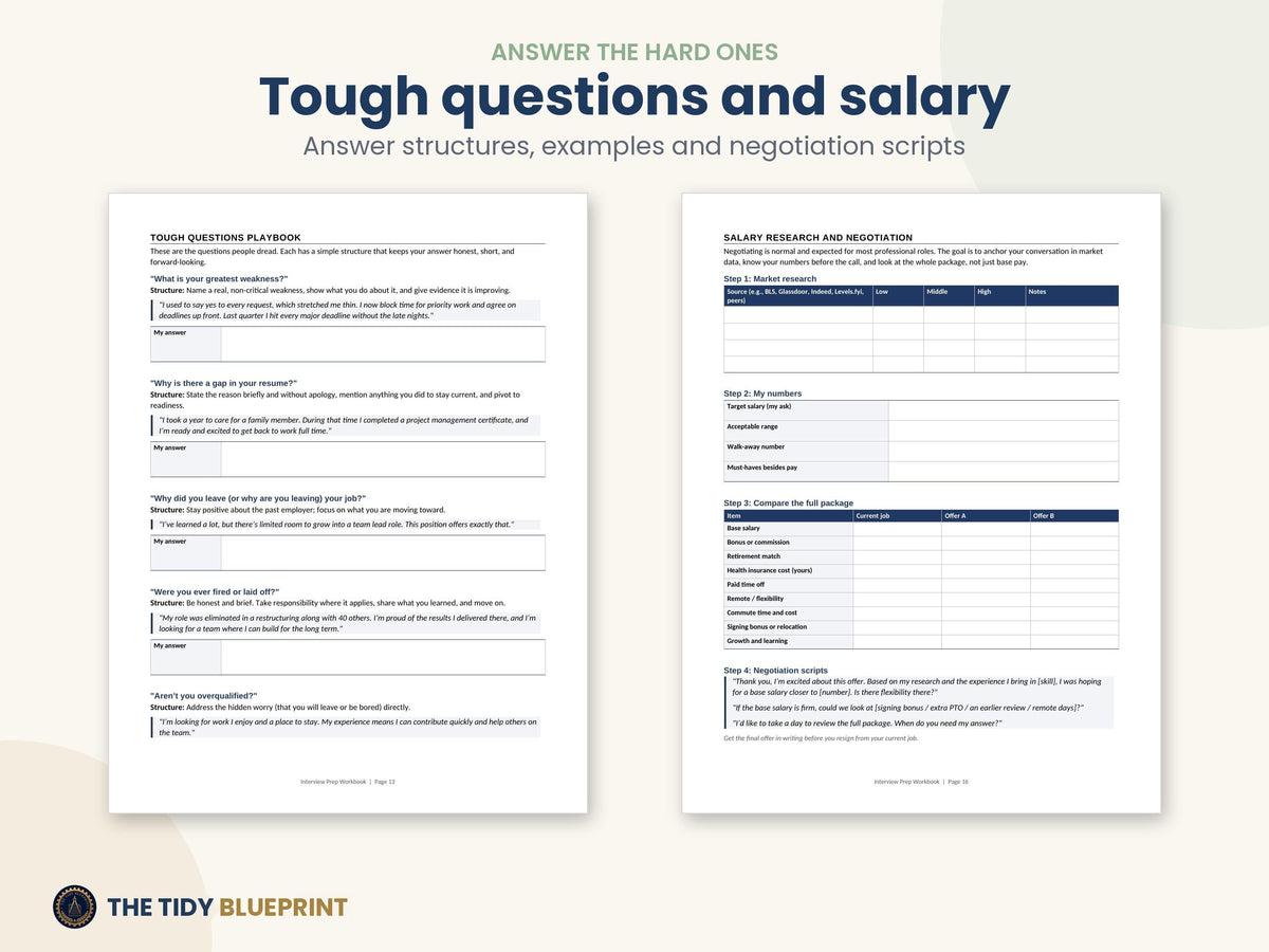 Interview Prep Workbook Printable