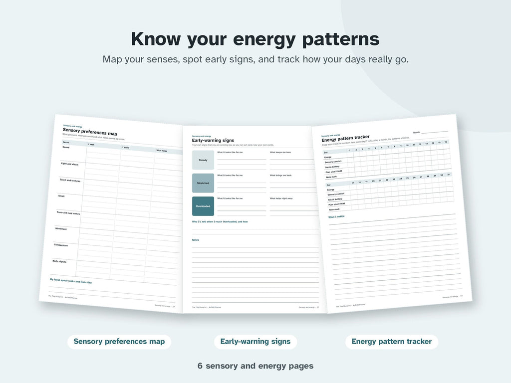 AuDHD Planner for Adults – Undated ADHD and Autism Printable, Fillable, Digital PDF