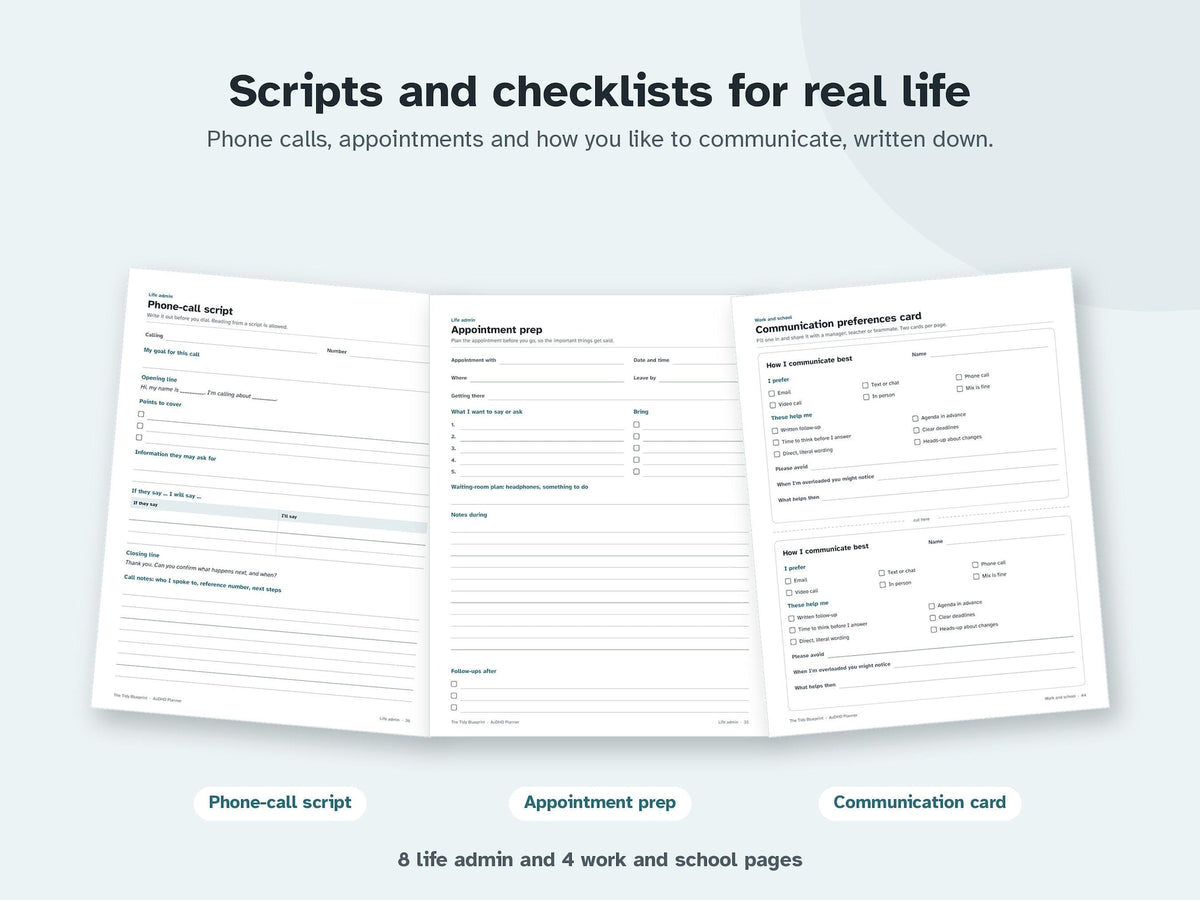 AuDHD Planner for Adults – Undated ADHD and Autism Printable, Fillable, Digital PDF