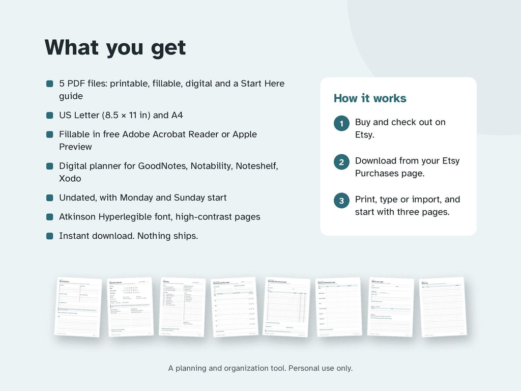 AuDHD Planner for Adults – Undated ADHD and Autism Printable, Fillable, Digital PDF