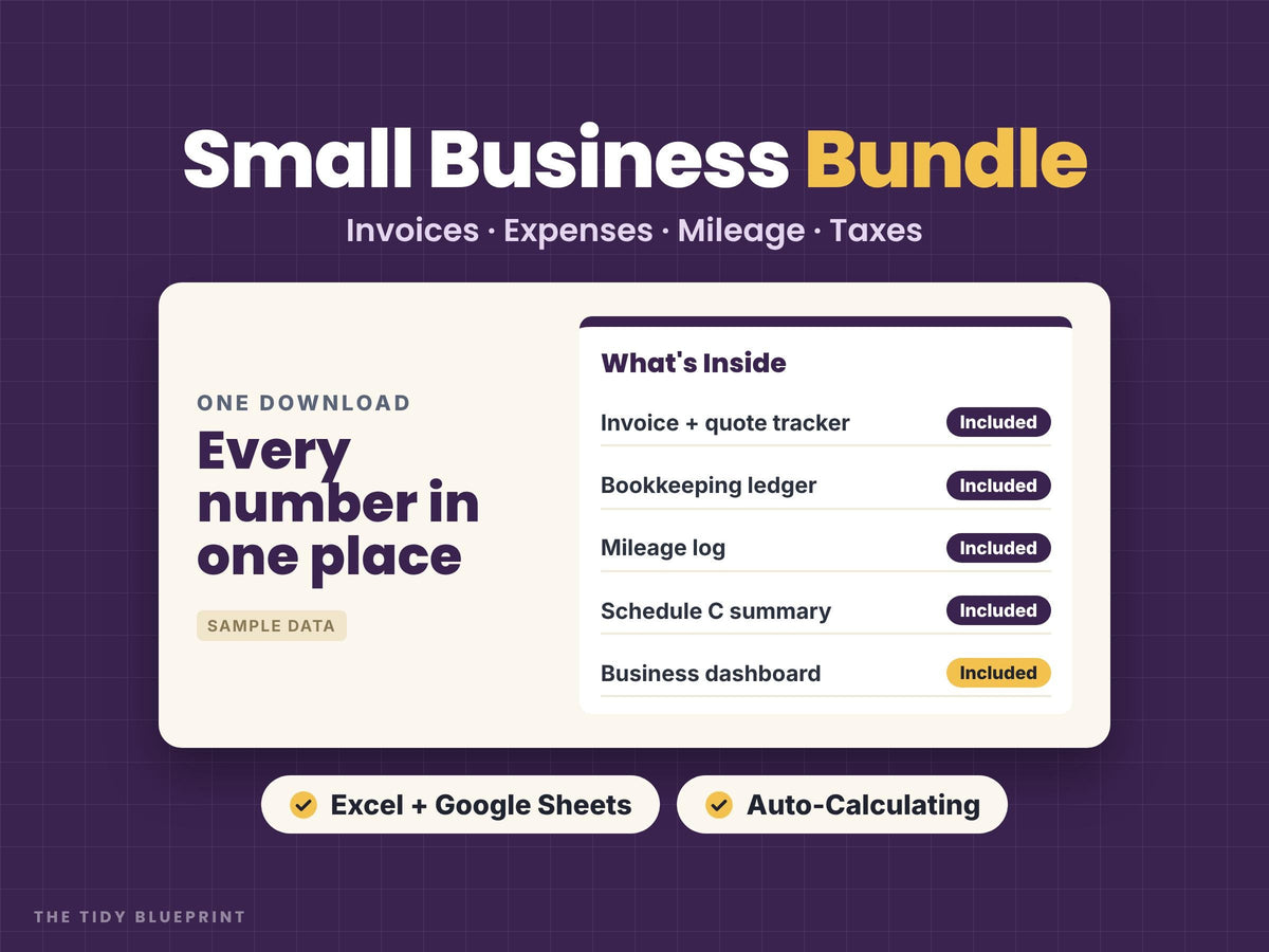 Small Business Spreadsheet Bundle – Bookkeeping, Invoices and Projects for Excel and Google Sheets